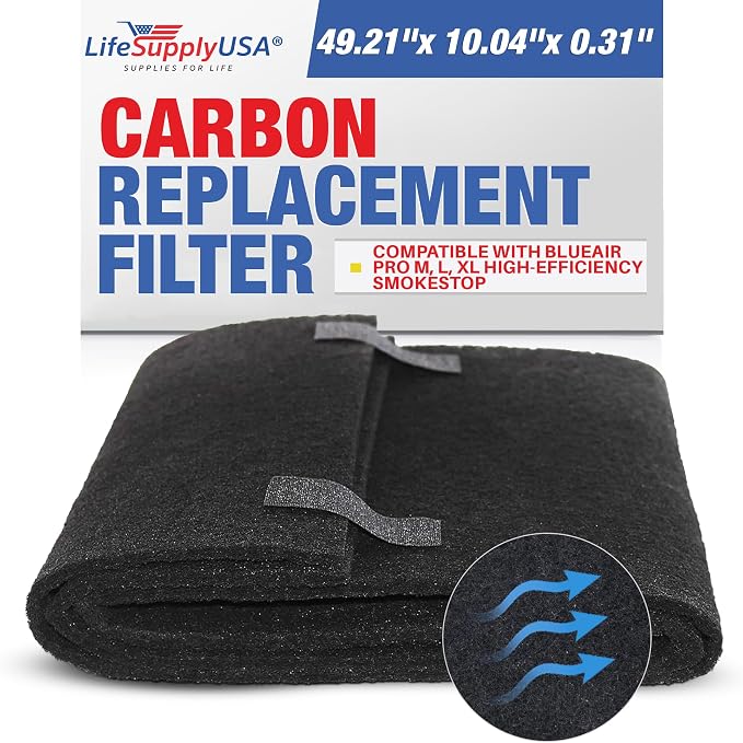 Cut to Fit Activated Carbon Filter Sheet 10x49" Compatible by LifeSupplyUSA
