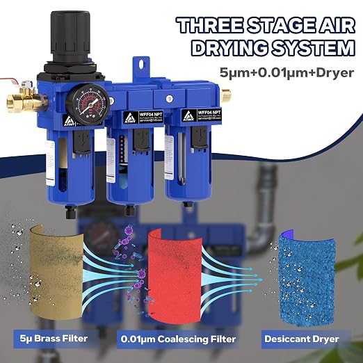 1/2 Inch NPT Three Stage Air Drying System, air Pressure Regulator - Image 3