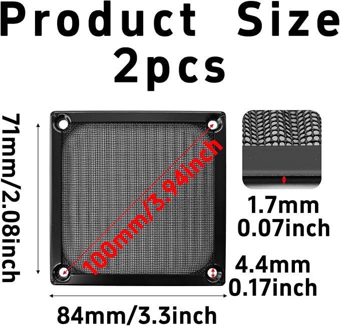 pson 2Pcs 80mm Computer Fan Dust Filter Grill - Image 2