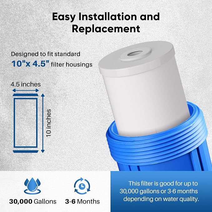 PUREPLUS 10" x 4.5" Whole House Iron Reducing Sediment Filter Compound - Image 6