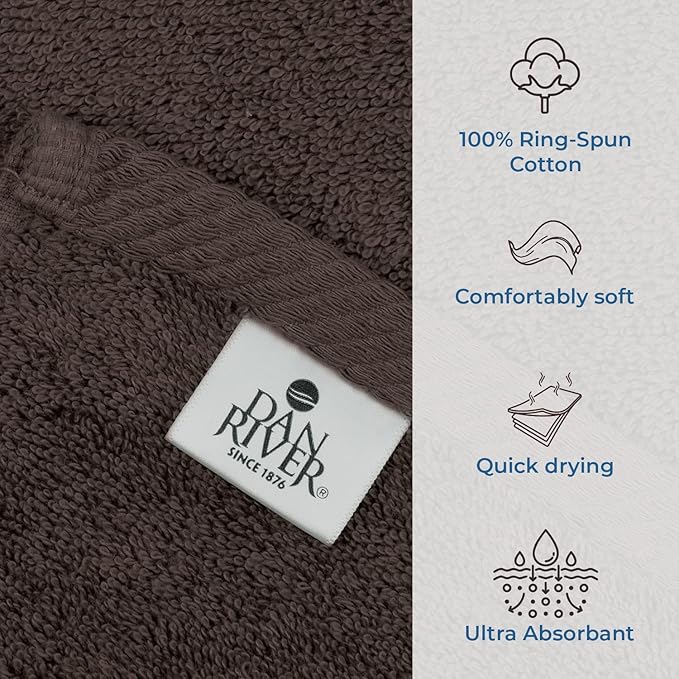 DAN RIVER Pack of 1 Bath Sheet 40x80 Inches, Oversized Bath Sheets Towels for Adults, Fluffy and Soft Plush Towels - Brown