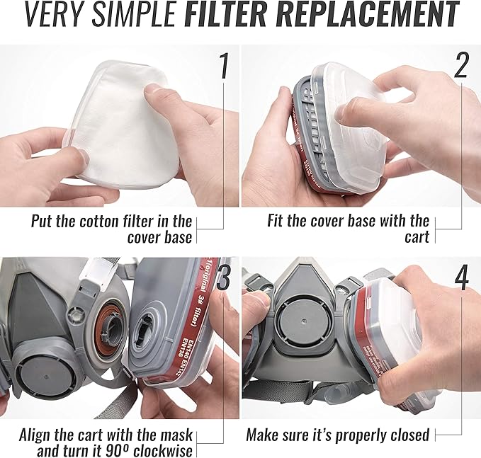 Replacement Carbon Filters for Respirator Masks, Protective Air Filtration - Image 3