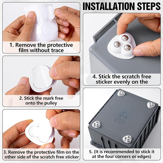 12 Pcs Mini Caster Wheels, Self Adhesive Caster Wheels, 360° Swivel Appliance - Image 3