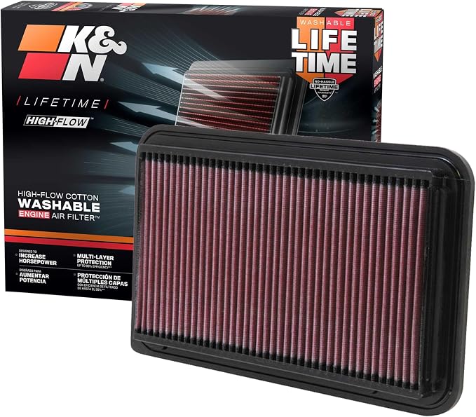 K&N High-Flow Original Lifetime Engine Air Filter: Increase Power: Premium by KNEngineeringInc