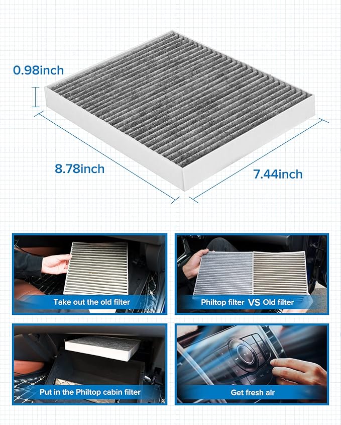 PHILTOP HEPA Cabin Air Filter w/Activated Carbon, Compatible - Image 8