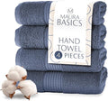 MAURA Basics Hand Towels for Bathroom with Hanging Hook Loops. Soft, Durable, Long Lasting and Absorbent Hand Towel Sets for Bathroom, American Standard Size 16"x28", Denim Blue