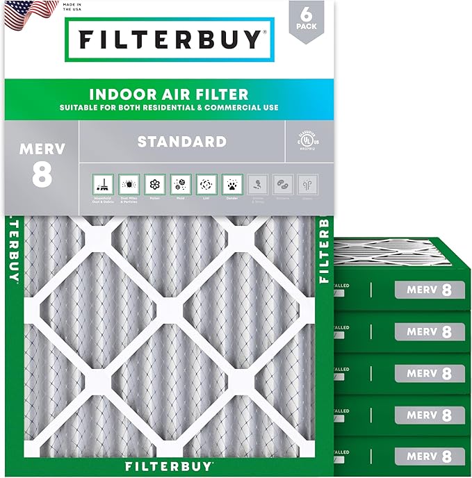 Filterbuy 20x21x2 Air Filter MERV 8 Essential Dust & Allergy Defense, by Filterbuy