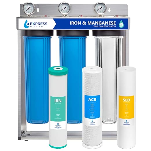 Express Water Whole House Water Filter System | IRON & MANGANESE | 3 Stage Full by ExpressWater