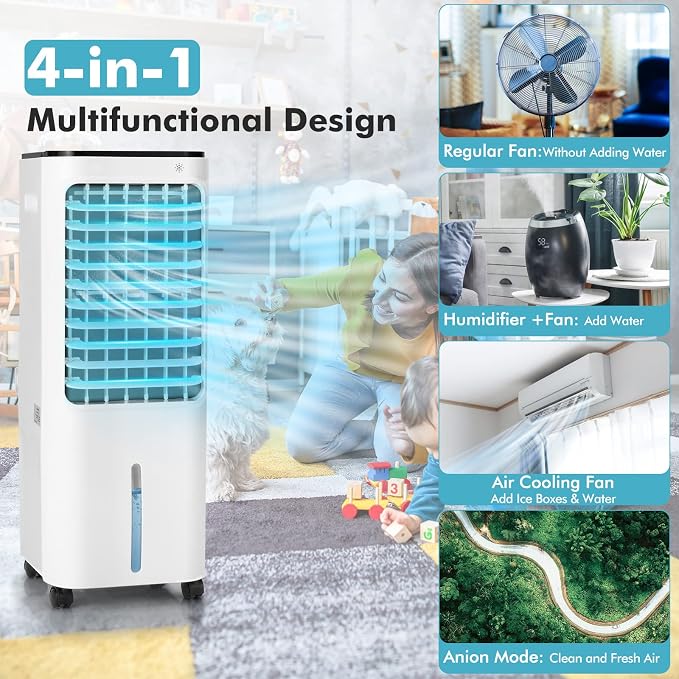 ARLIME Evaporative Air Cooler, 4-in-1 Portable AC unit W/Humidifier, 4 Modes - Image 2