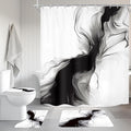 Cinbloo 4Pcs Black White Shower Curtain Set, Abstract Modern Ombre Grey Bathroom Curtain with Rug, Toilet Lid Cover, Bath Mat, Minimalist Marble Women Girls Ink Texture Shower Curtain with 12 Hooks