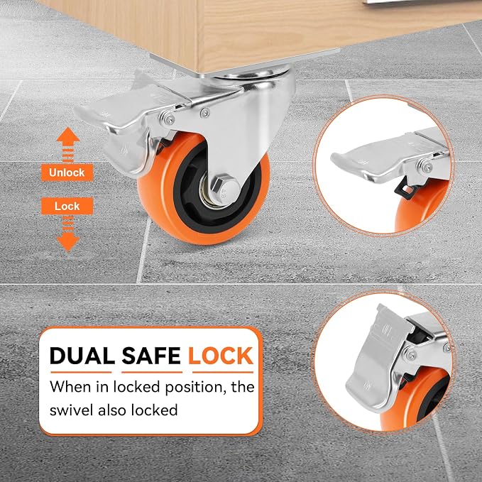 WBD WEIBIDA 3 Inch Swivel Caster Wheels - Image 3