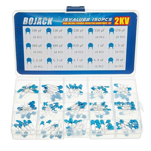 BOJACK 15 Values 150 Pcs 2KV / 100 pF to 10 nF High Voltage DIP Ceramic by BOJACK