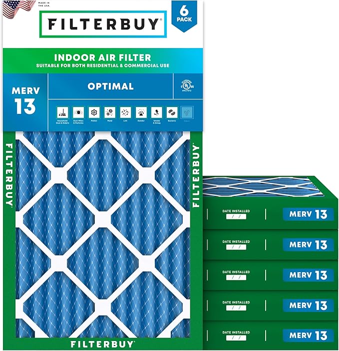 Filterbuy 14x30x2 Air Filter MERV 13 Optimal Smoke & Allergy Defense, by Filterbuy