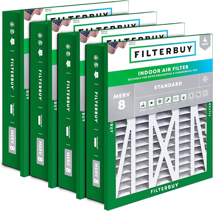 Filterbuy 20x25x5 Air Filter MERV 8 Essential Dust & Allergy Defense, by Filterbuy