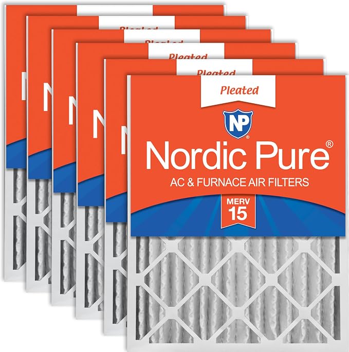 Nordic Pure 20x20x4 Pleated MERV 15 Air Filters 6 Pack by NordicPure