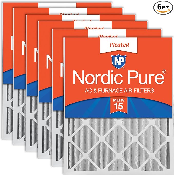 Nordic Pure 16x20x4 Pleated MERV 15 Air Filters 6 Pack by NordicPure