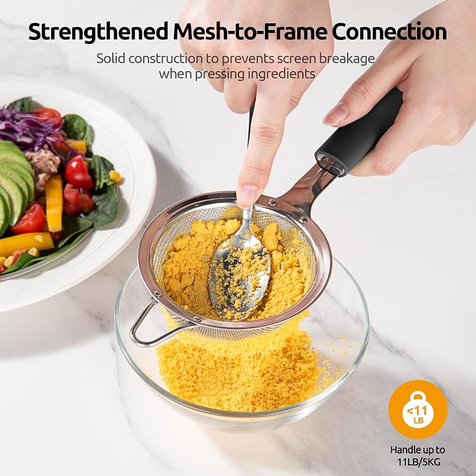 U-Taste Small Fine Mesh Strainer: 18/8 Stainless Steel 3.35in 30 Mesh Kitchen - Image 6