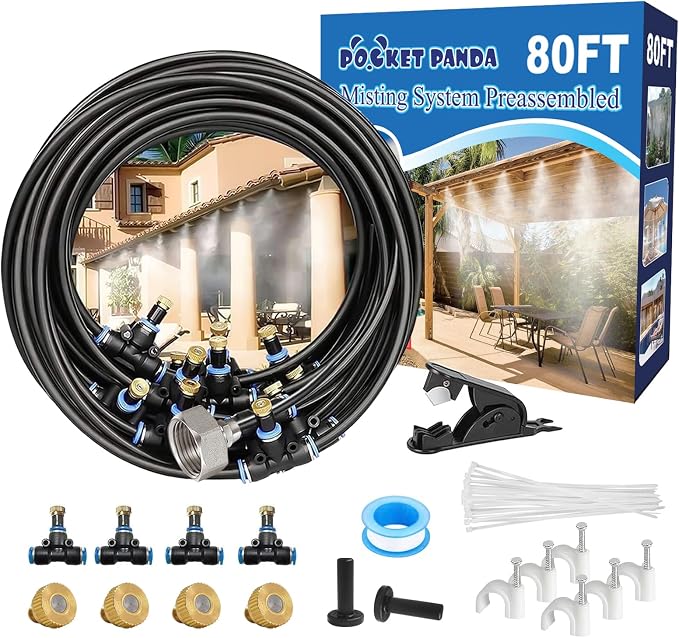 Pre-Assembled Misters for Outside Patio, Outdoor Water Misting Cooling System by POCKETPANDA