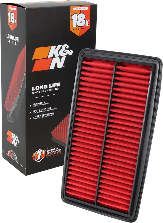 K&N Engine Air Filter: Long Life 18, 000 Mile Replacement Air Filter: Compatible by KNEngineeringInc