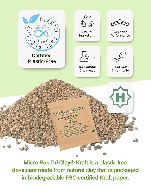 Micro-Pak Dri Clay Kraft, Highest Moisture Absorption Desiccant Packs, Silica - Image 2