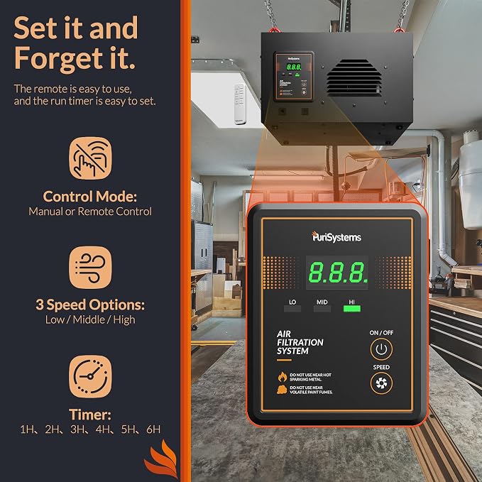 PURISYSTEMS 3-Speed Remote Air Filtration System, PuriCare 500 Hanging Air - Image 4