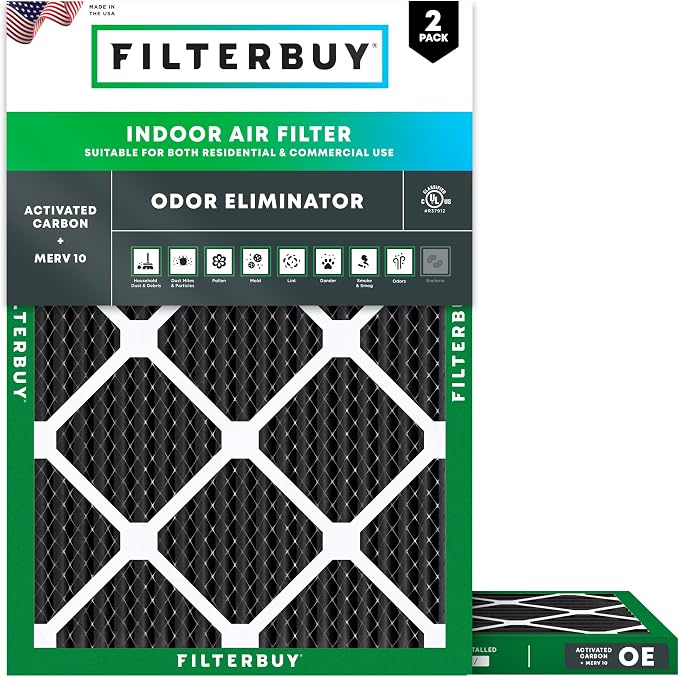 Filterbuy 18x25x1 Air Filter MERV 10 Odor & Allergy Defense by Filterbuy