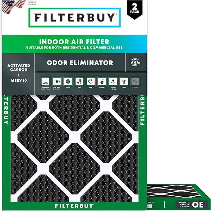 Filterbuy 18x20x1 Air Filter MERV 10 Odor & Allergy Defense by Filterbuy