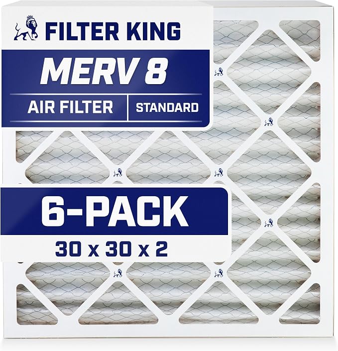 Filter King 30x30x2 Air Filter | 6-PACK | MERV 8 HVAC Pleated A/C Furnace by FilterKing