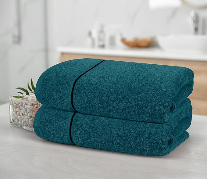 MyOwn Cotton 2 Pack Oversized Bath Towel Set 28x55 inches, Large Bath Towels, Ultra Absorbant Compact Quickdry & Lightweight Towel, Ideal for Gym Travel Camp Pool - Teal