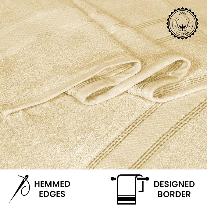 Casa Lino 100% Cotton Bath Towels Set of 4 (1 Bath Towel, 1 Hand Towel & 2 Wash Cloths) - Bathroom Towels and Washcloths Set - Complete Bathroom Set - Guest Room Essentials - (Linen Brown)