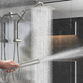 Veken 10" Luxurious Brushed Nickel All Metal Rain Shower Head with Handheld Spray Combo, High Pressure Rainfall Square Shower Heads with Extension Arm, Wide Dual Showerhead, Bathroom Accessories