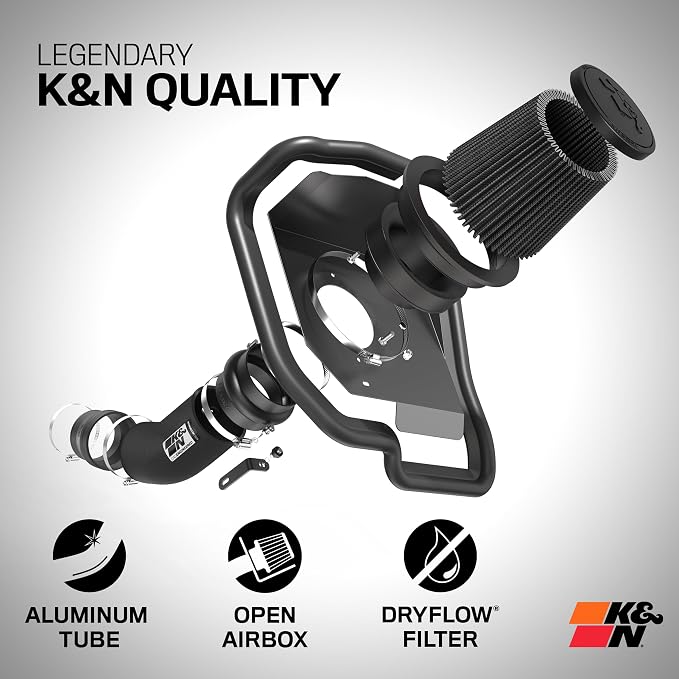 K&N Cold Air Intake System: Dry-Flow Air Filter, Increase Performance & Towing: - Image 2