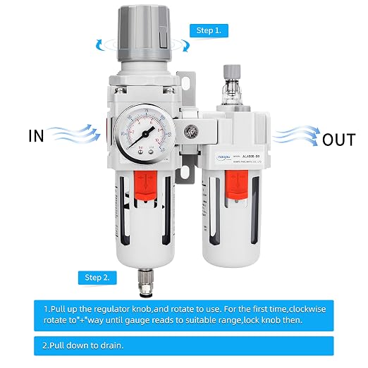 NANPU 3/4" NPT Compressed Air Filter Regulator Lubricator Combo Water/Oil Trap - Image 4