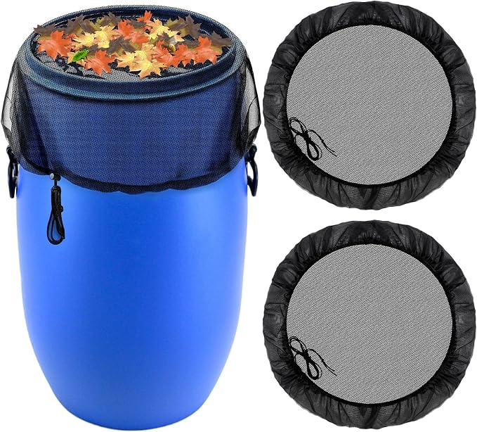 Mesh Cover for Rain Barrel, Leaves and Debris by CLESDF