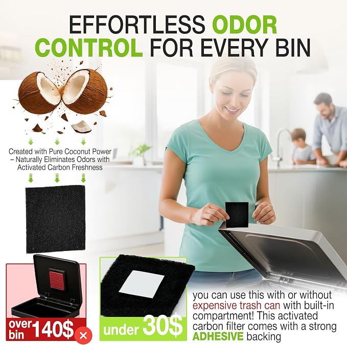 Premium 12 Pack Activated Carbon 3 in 1 Garbage Can Odor Absorber Filters - Image 2