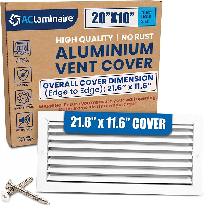 20x10 Aluminum 1-Way Air Vent Cover Wall or Ceiling HVAC Register Multi-Shutter by ACLAMINAIRE