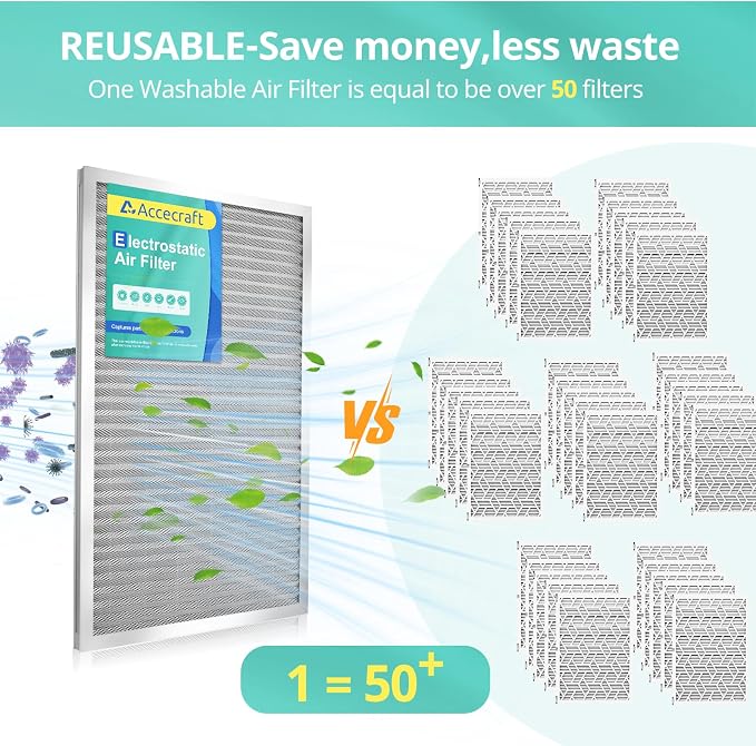 12x24x1 Electrostatic Air Filter, Washable & Reusable Aluminum AC/HVAC Furnace - Image 4