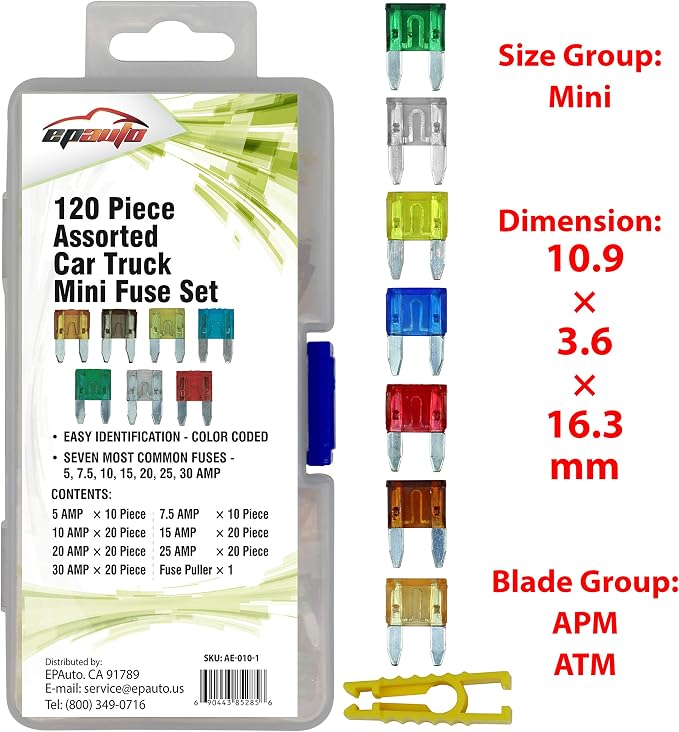 EPAuto 120-Piece Mini Blade Fuse Set – Assorted Automotive Fuses - Image 2