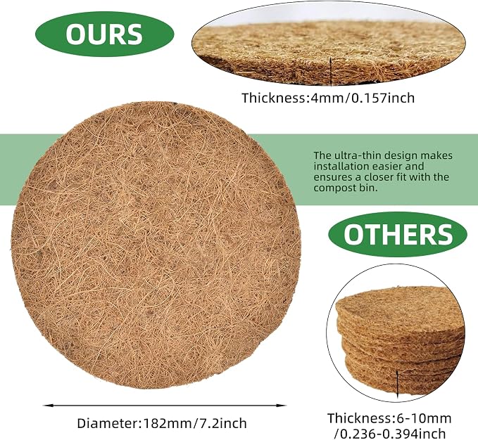 15 Packs of Kitchen Compost Bin Filters, Coconut Shell Made of Coconut Palm - Image 2
