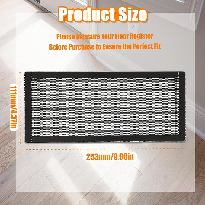 Magnetic Floor Vent Covers- 4"x10" Air Vent Screen Mesh Cover, Floor Register - Image 2