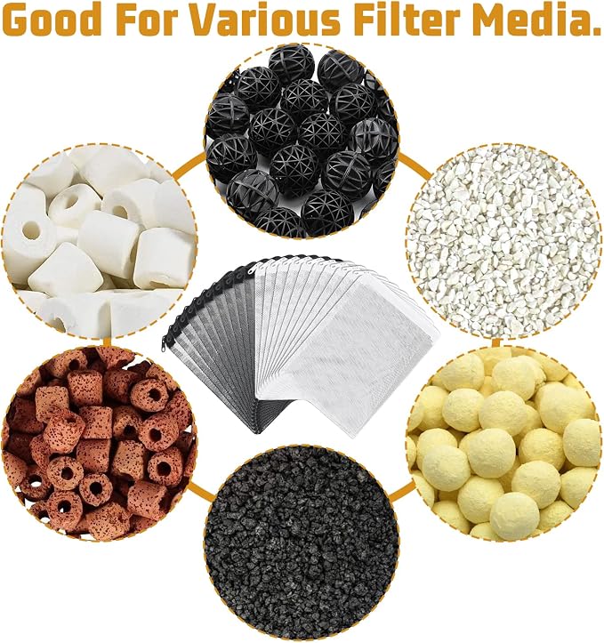 Grevosea 20 Pcs Aquarium Filter Media Bags, Fish Tank Coarse Mesh Bags 5.91 x - Image 4