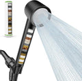 Filtered Shower Head with Handheld, High Pressure Water Flow and Multiple Spray Modes Shower Head with Filter, Power Wash for Hard Water, Showerhead with ON/OFF Switch for Pets Bath (Glossy Black)