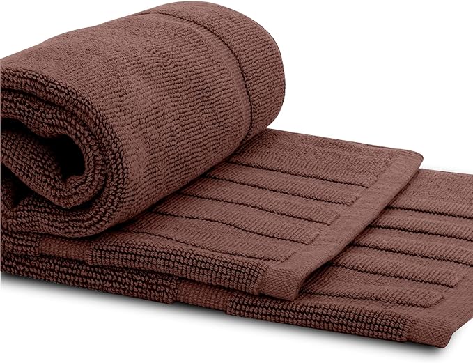 White Classic Luxury Bath Mat Floor Towel Set - Absorbent Cotton Hotel Spa Shower/Bathtub Mats [Not a Bathroom Rug] 22"x34" | 2 Pack | Brown