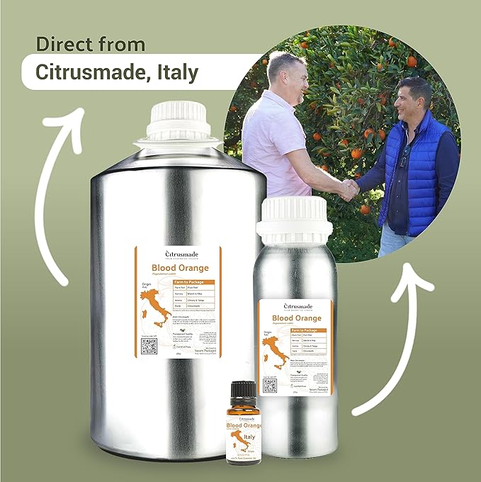 Blood Orange Essential Oil - Direct from Citrusmade in Sicily - Pure Essential Oil for Diffusers and Aromatherapy - Natural Citrus Scent | 100% Pure Therapeutic Grade (2lbs)