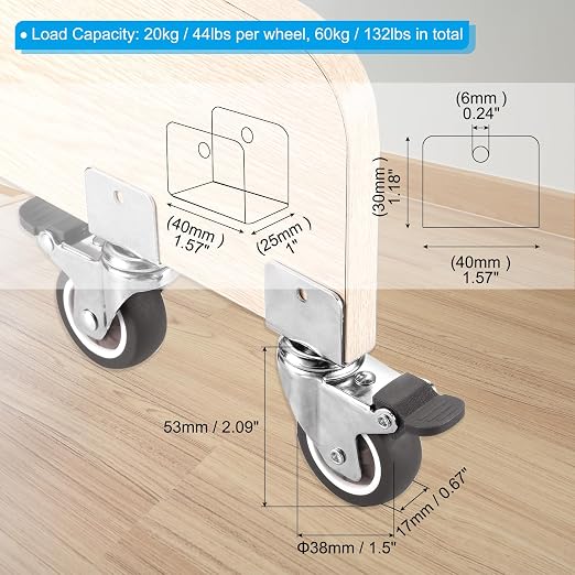 PATIKIL 1.5" Swivel Caster Wheels - Image 2