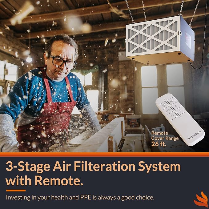 PURISYSTEMS Air Filtration System 3-Speed Remote, Built-in Ionizer, PuriCare - Image 3