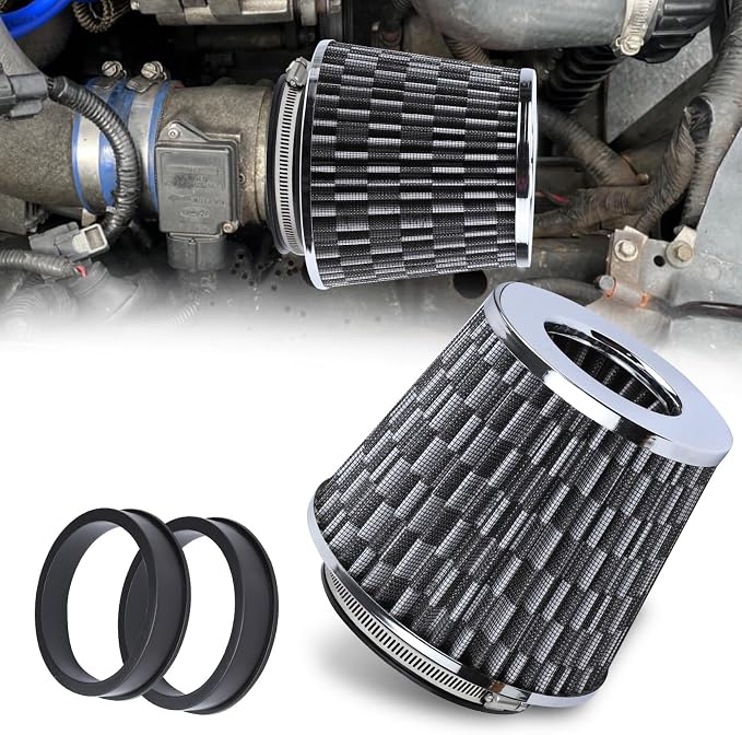 Hovom Universal Clamp-On Air Intake Filter, 76 89 102MM High Flow Round Tapered by Hovom