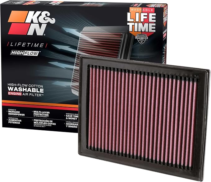 K&N High-Flow Original Lifetime Engine Air Filter: Increase Power: Premium by KNEngineeringInc