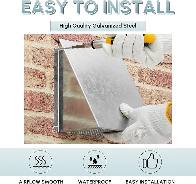 8" x 8" White Galvanized Steel Vent Cover - Image 3