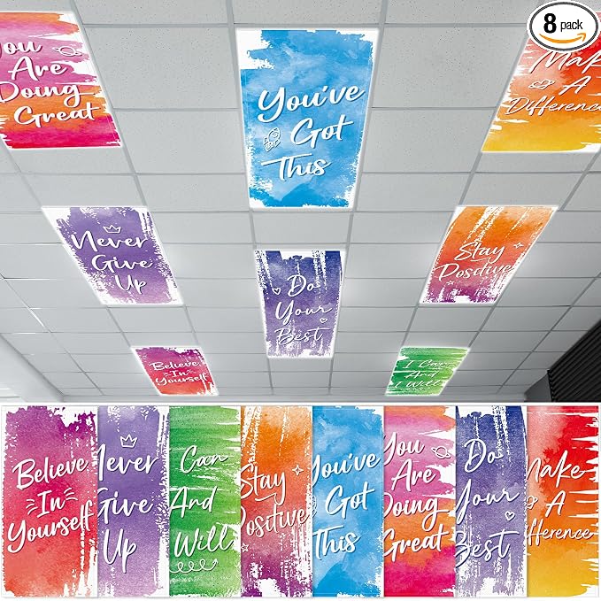8Pcs Classroom Light Covers for Fluorescent Lights, Magnetic 2x4 FT Ceiling by Hallswl